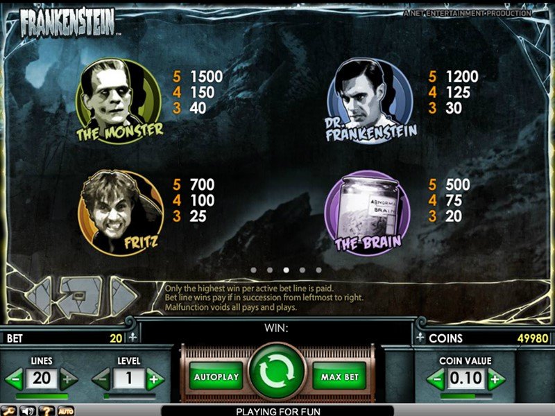 Frankenstein 2 комбинации в игре